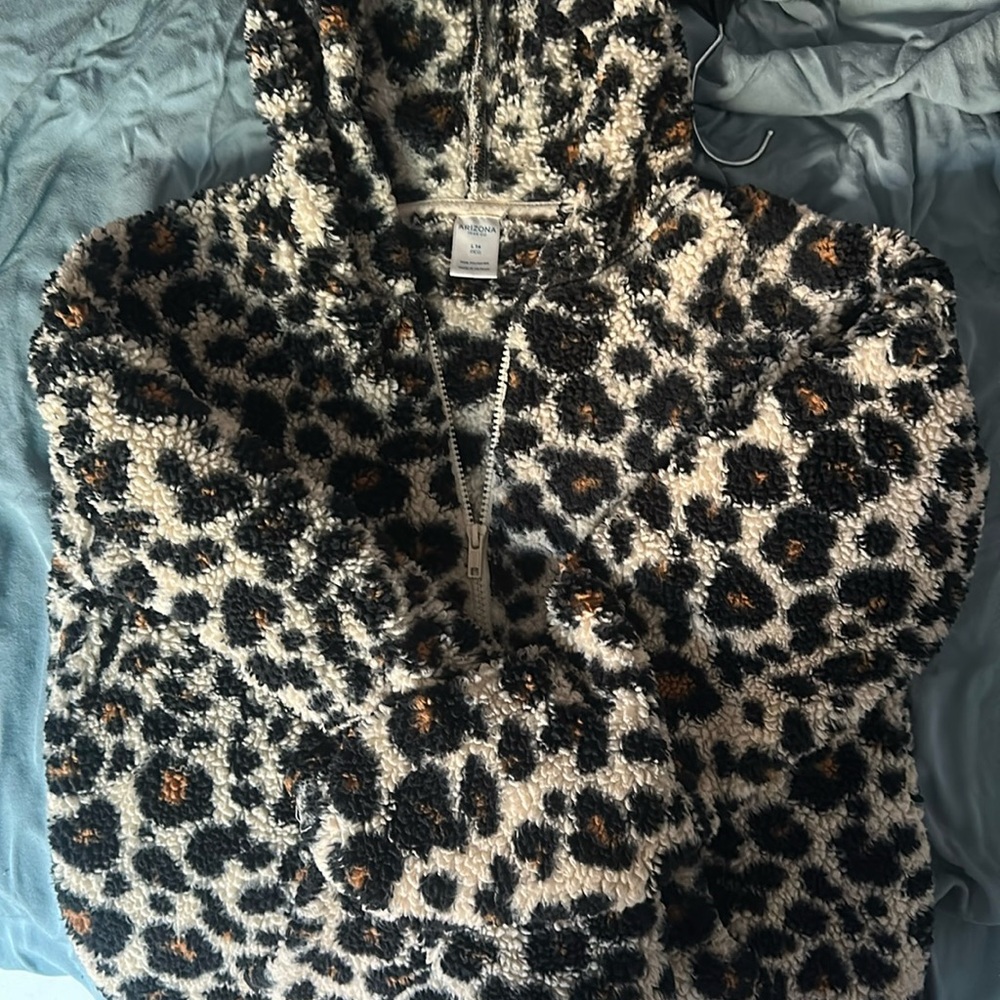 Girls leopard print zip up